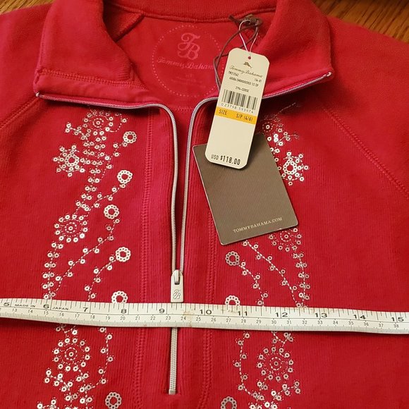 Nwt Tommy Bahama Red Sequin Sweater - Picture 2 of 5
